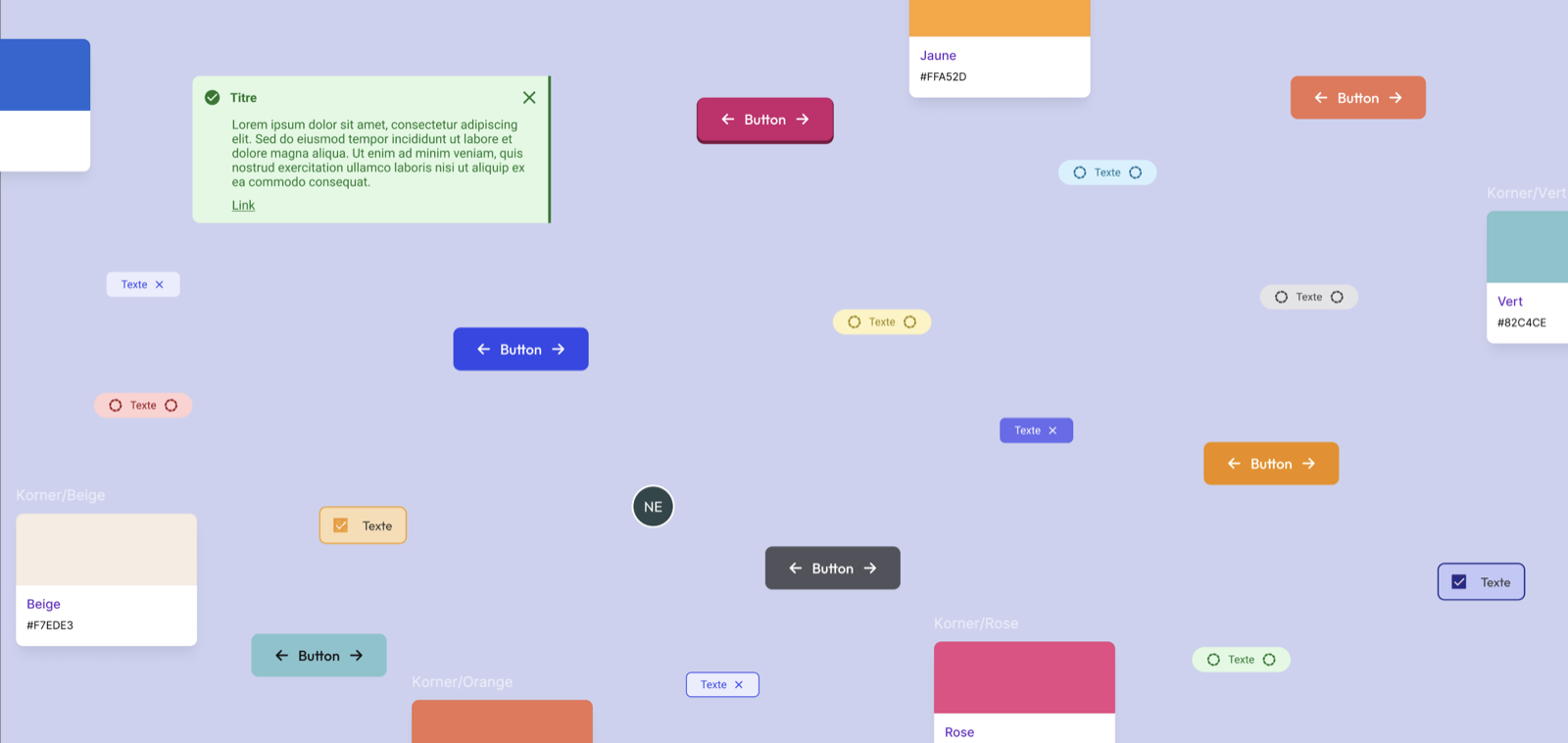 Composants du design system Korner