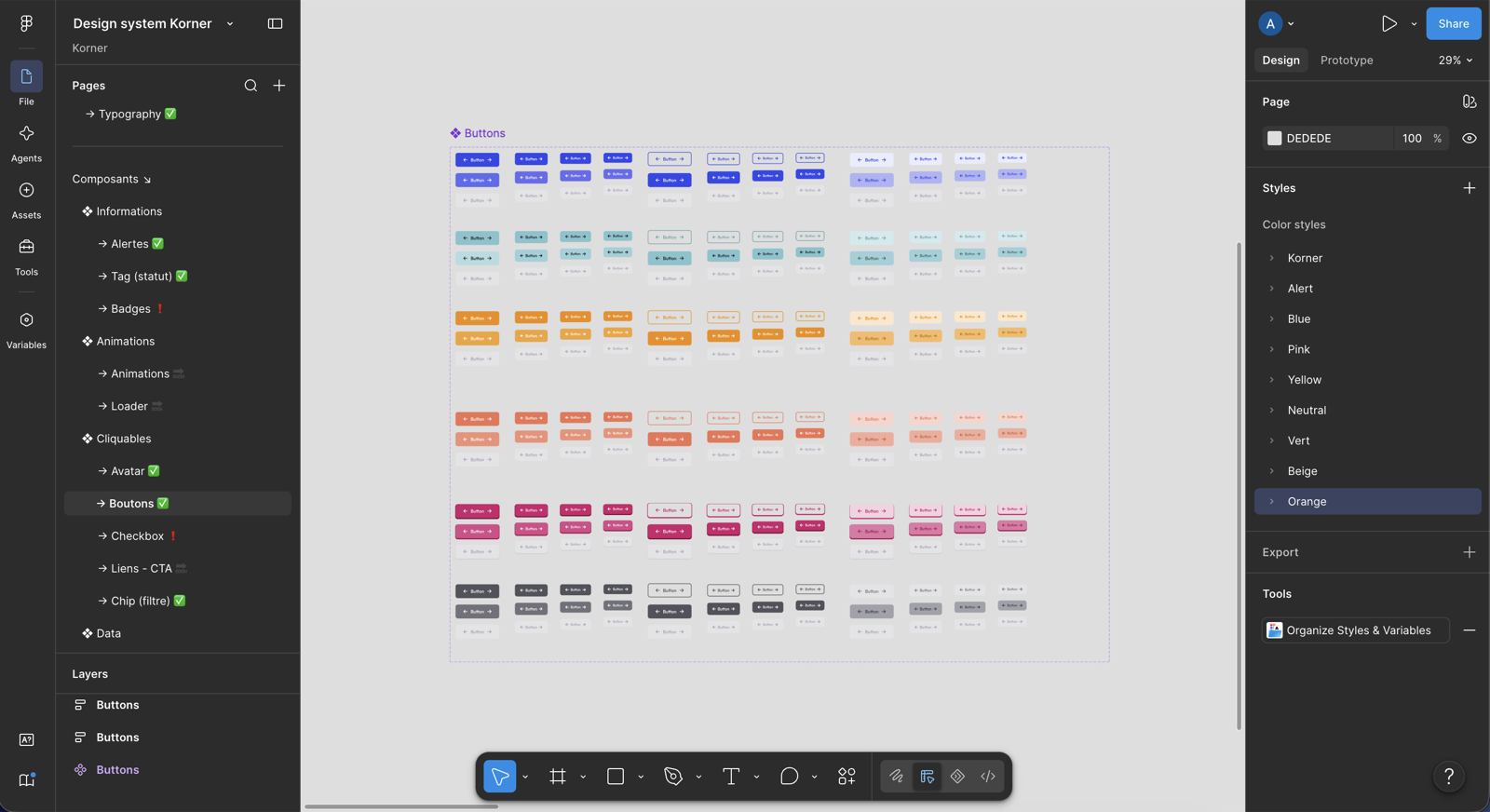 Design system Korner sur Figma