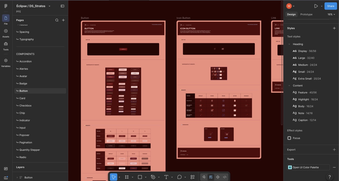 Design system Stratos sur Figma